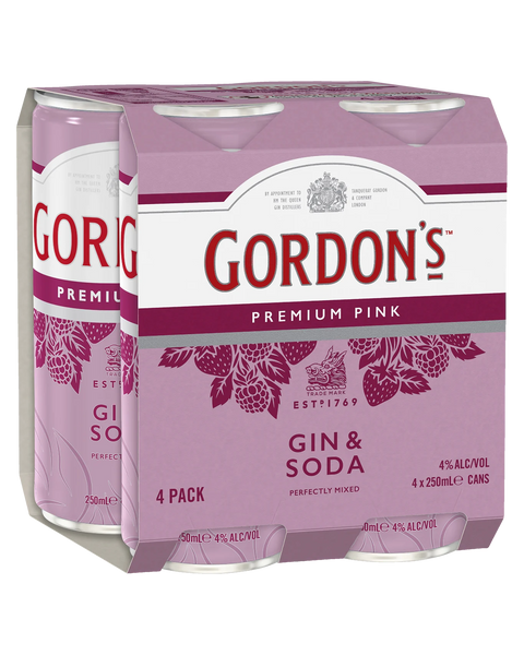 Gordon's Premium Pink Gin & Soda Cans 250mL (Case)