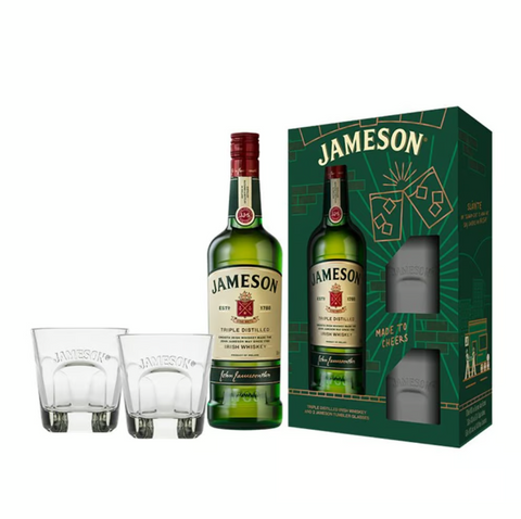 Jameson Irish Whisky With 2 Tumbler Glasses Gift Pack